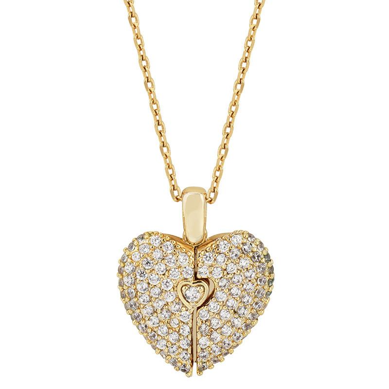 Heart Shaped Titanium Steel Pendant Necklace With Crystals For Women Gift
