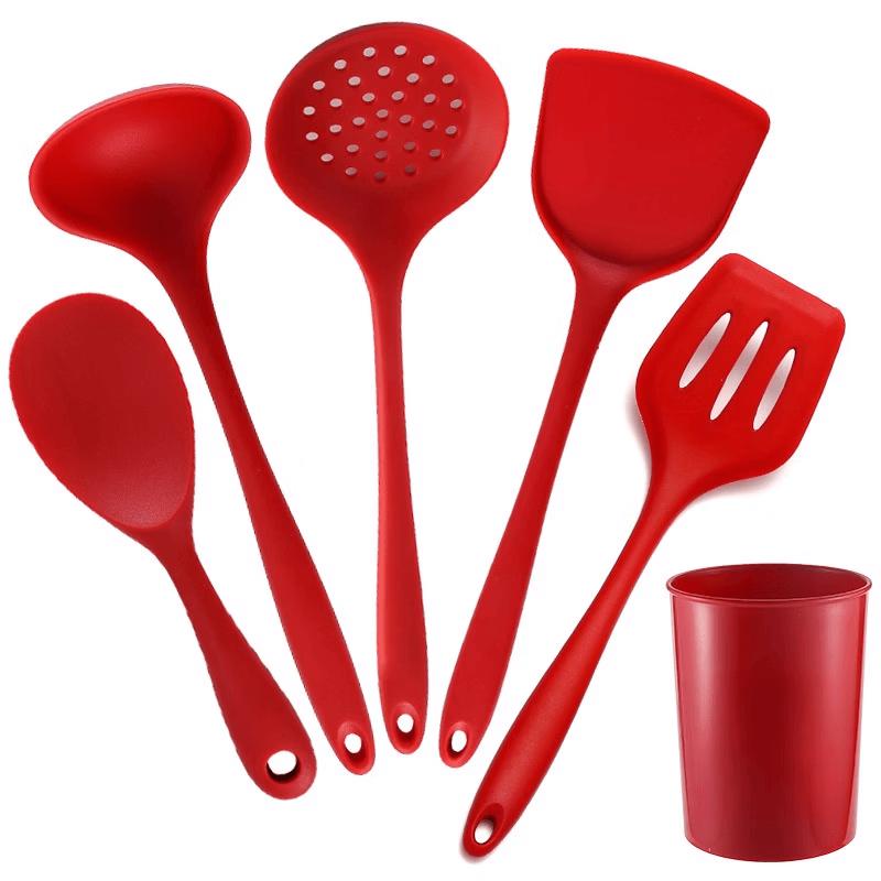 MDNG 5-Piece Silicone Kitchen Utensil Set with Storage Holder