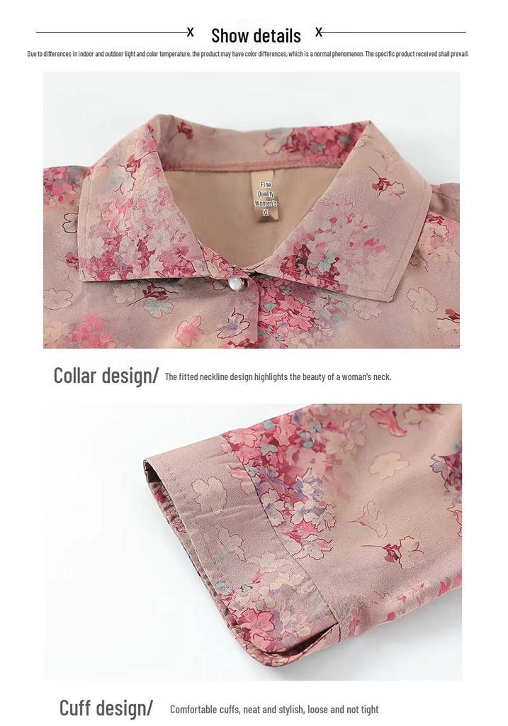 Floral Lapel Cardigan Set for Middle-Aged and Elderly Women