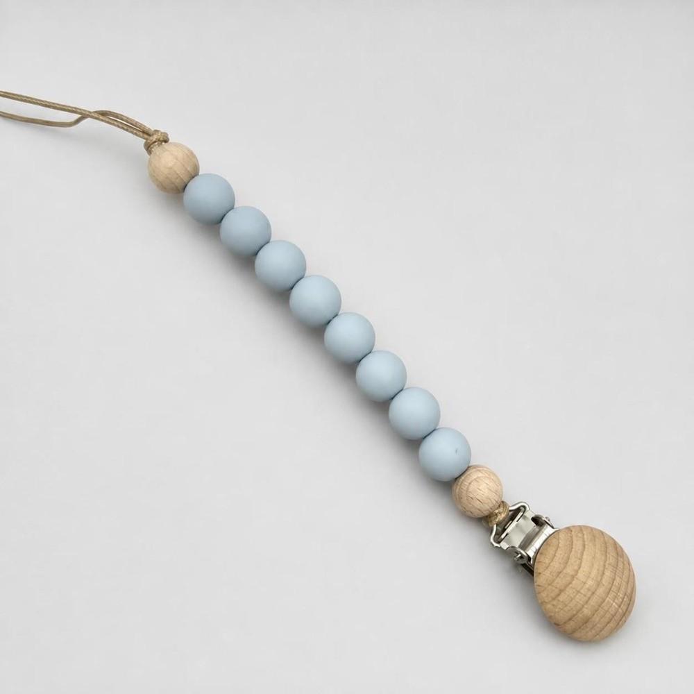 Lightweight Pacifier Clip Silicone Wood Soother Holder Baby Teething Chain StrollerMinimalist
