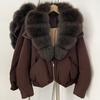 Europe and the United States new natural real fox fur collar down jacket autumn and winter versatile thickened warm women's short coat
