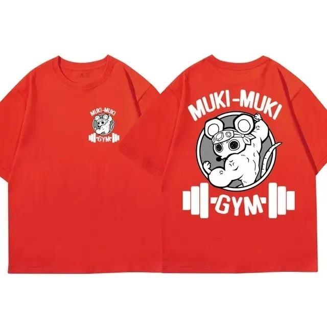 Maglietta Ninja Muscolosa Divertente Unisex Top Grafico Cartoon Muki Muki Palestra Oversize Fitness Streetwear