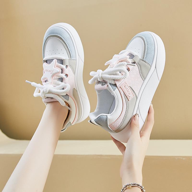 fashion 2024 Autumn Fashion New Women's Comfortable Solid Color Lace-up Low-top Simple Breathable Sneakers