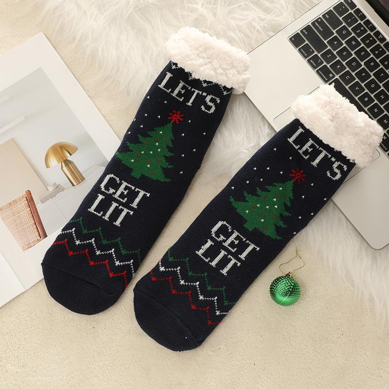Winter Thick Slipper Socks for Women Non Slip Warm Fuzzy Socks With Soft Fleece Lined Home Grips Socks Womens Solid Fluffy Slipper Socks with Grippers