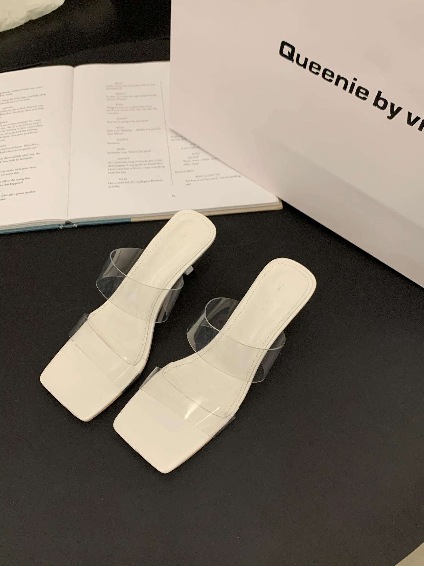 

Темпераментный прозрачный с крутыми тапочками туфли феи летняя одежда 2025 новые летние босоножки на высоком каблуке 39 белый