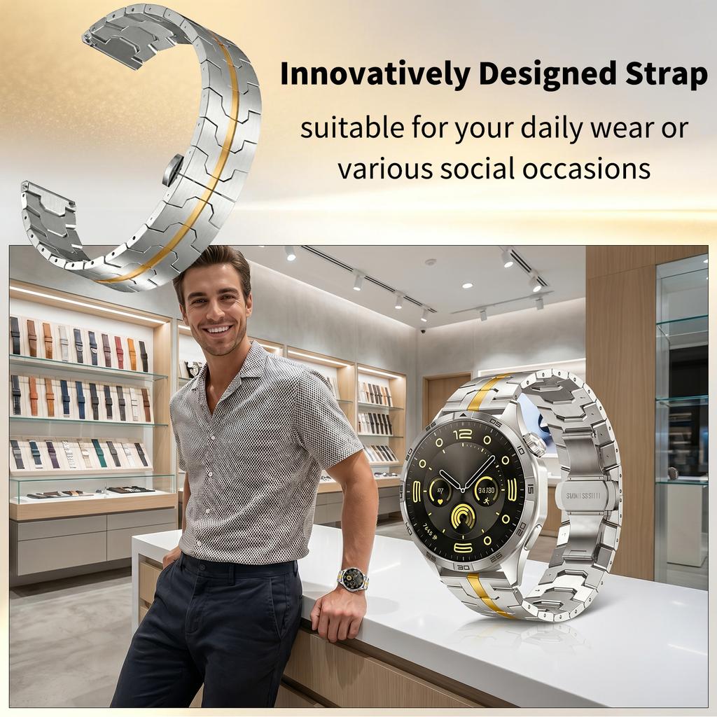 20/22mm Universal Straps Stainless Steel Band for Huawei Ultimate GT 6 Runner 2 Bracelet for Garmin 170 70 570 Venu 4 Vivomove 3