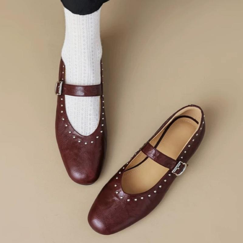 2025 Spring New Trend Women Laofers Mary Jane Casual Leather Ballet Shoes French Style Retro Soft Sneakers Zapatillas
