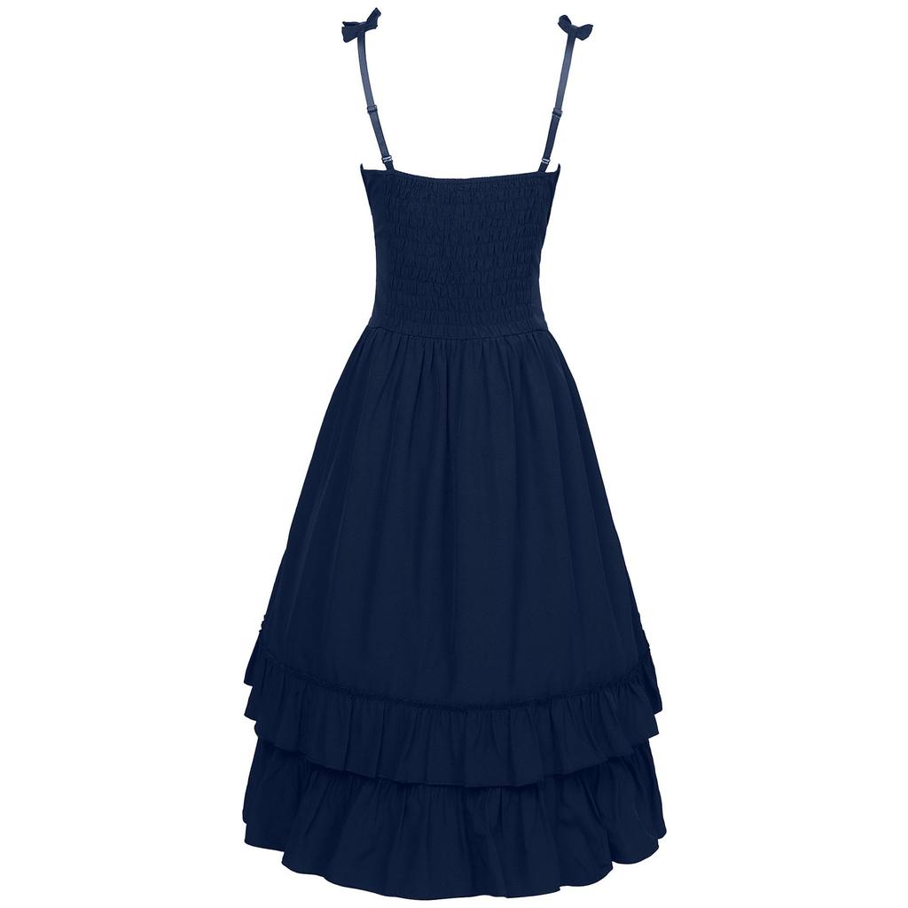 European & American Plus Size Steampunk Gothic Victorian Ruffled Sleeveless Women's Dress