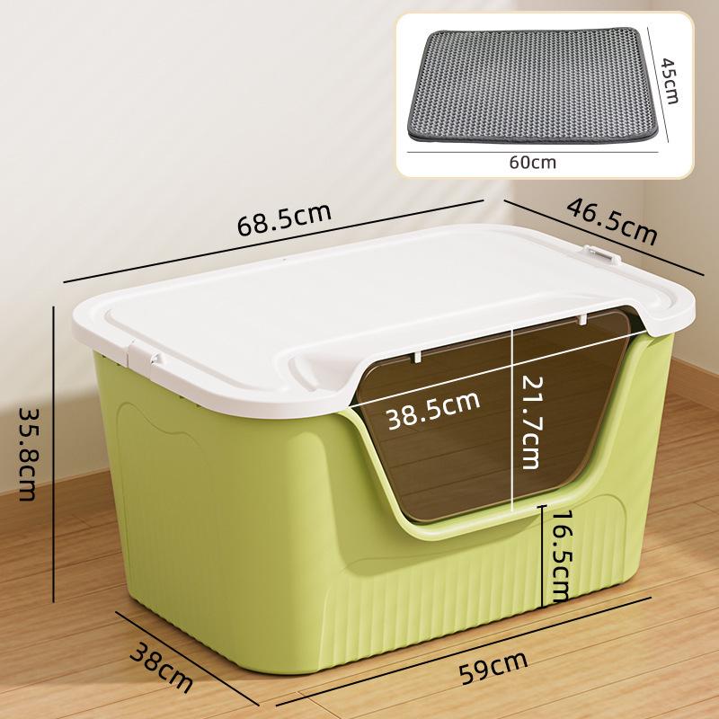 Oversized Splash-Proof Semi-Enclosed Cat Litter Box