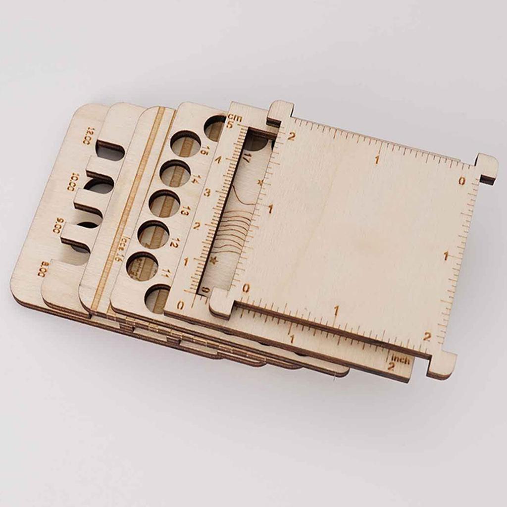 Wood Knitting Needle Gauge and Ruler Knitters Ruler Square Measuring Tool Knitting Tool Crochet Accessories