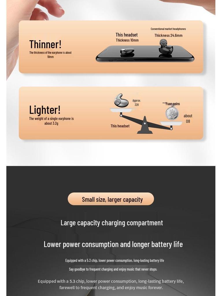 MD558 Ultra-thin Bone Conduction Wireless Bluetooth In-ear Sleep Headset