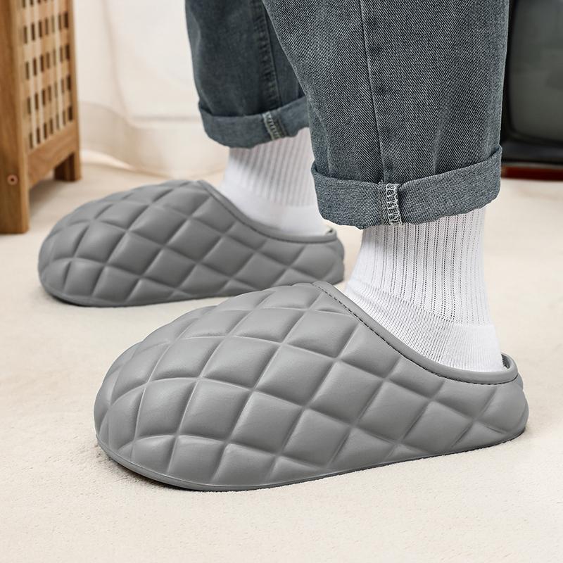 Fashion Men's Winter Shoes Round Toe Slip-on Casual Cotton Slippers Waterproof Comfortable All-match Plus Velvet Model Outdoor Keep Warm