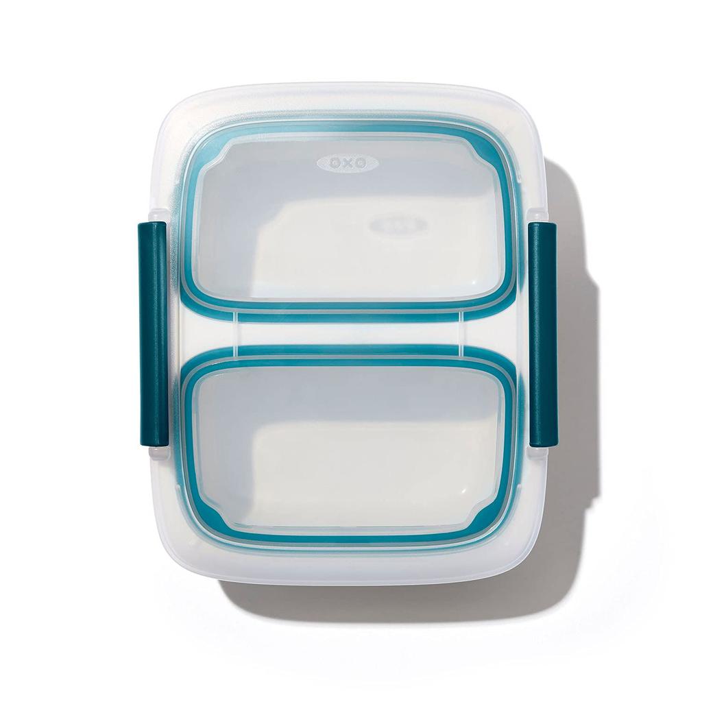 OXO Prep Go Container with Microwave 2 Cups Dips and Dippables & 0.4L Divider, Safe, White, -