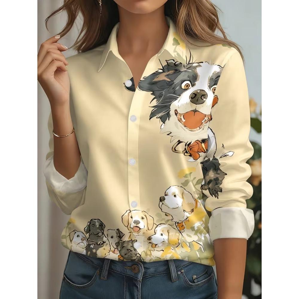Large Size 3XL New Spring Autumn Women Shirts Fashion Cute 3D Animal