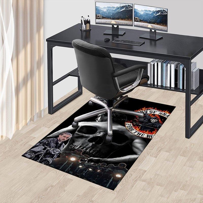 1pc Sons of Anarchy Themed Office Carpet Chair Mats - Durable Polyester Rug for Home Theater, Office, Dorm Room Decor - tA91