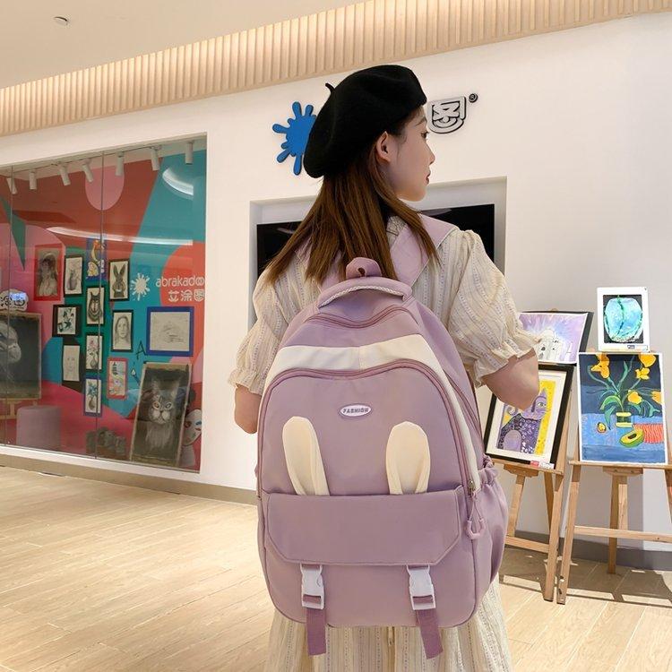 New Cute Rabbit Ear Schoolbag, Casual Korean Version of Large-capacity Backpack Ins Campus College Style Fresh Backpack