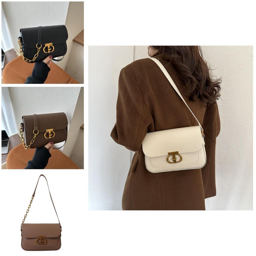 French Style Women's Bag 2023 Autumn And Winter New Tide Pure Color Pu Small Square Bag Street Fashion Daily Shoulder Bag