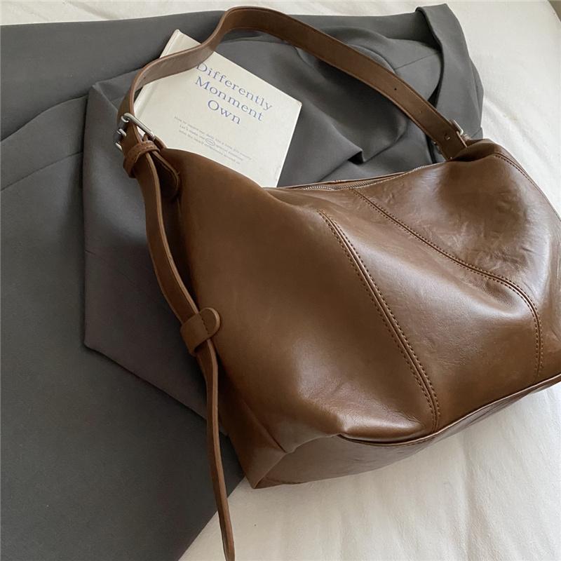 PU Hobo Bag Women's Fashion Shoulder Tote with Soft Texture Large Capacity Casual Everyday Handbag
