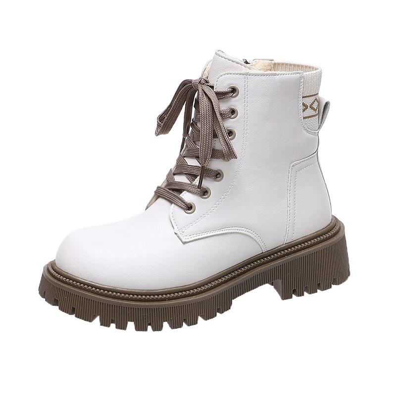 

Martin boots women s new winter velvet lace-up leather boots women s platform fashion trendy short boots women 42