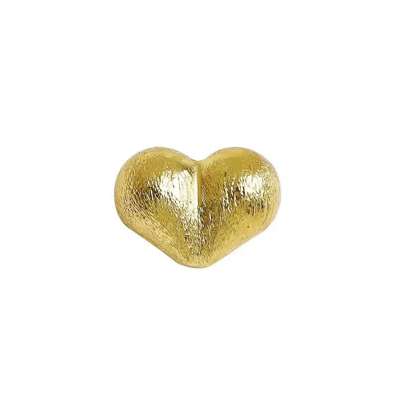 14K Gold Filled Heart Peach Bead Spacers, Frosted Heart Crystal Bracelet DIY Jewelry Accessories