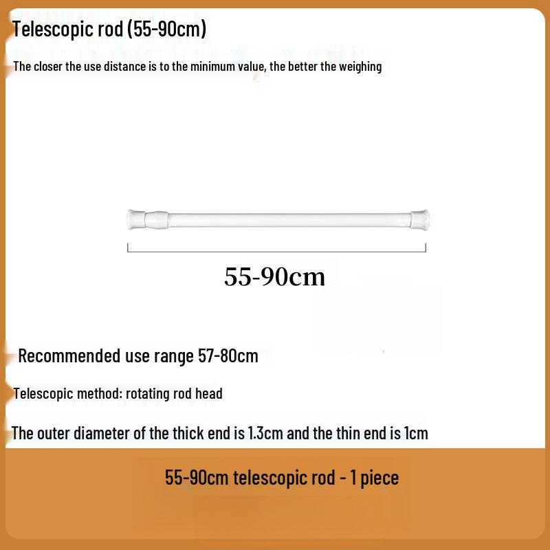 Japanese Style No-Drill Telescopic Curtain Hanging Rod with Hook and Clip Holder