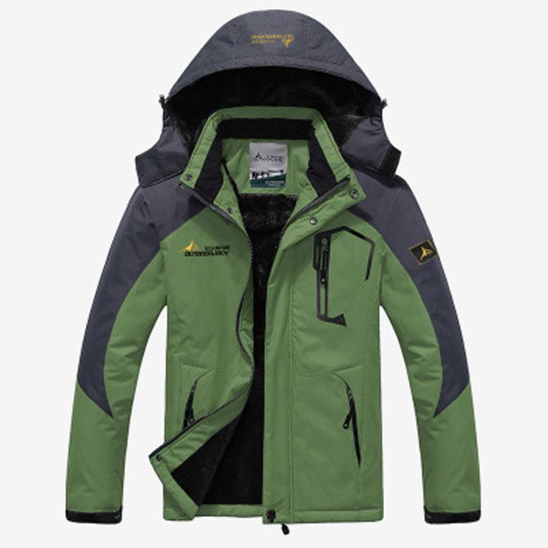 Wish Outdoor Jacket Men's Large Size Plus Velvet Mountaineering Jacket Windproof Jacket Warm Thickened Cotton Jacket for Men