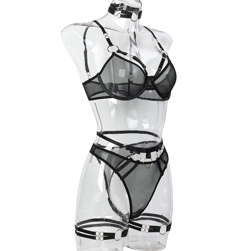 Tooxika Erotic Dámské Síťované Průhledné Sexy Spodní prádlo Červené Valentýnská 5dílná sada