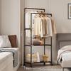 movable double rod clothes rack - black