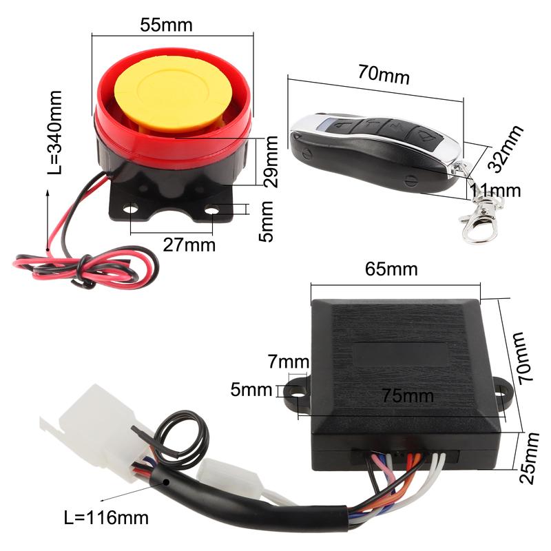 

Remote Control Alarm Start Kill Switch for Chinese 50cc 70cc 90cc 110cc 125cc 150cc 200cc 250cc ATV Scooter Taotao Kazuma Sunl