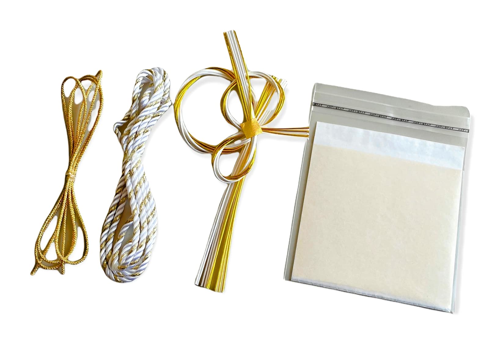 

Japanese Hair White and Braided Gold Mizuhiki Perfect for and Hakama Ornament, Gold, Cord, Leaf, Ornament, Coming-of-Age Ceremonies, Graduations, білий