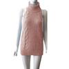 2025 Spring Sexy Backless Knitted Pullover Women’s High Neck Sleeveless Sweater Girl Bun Cos 