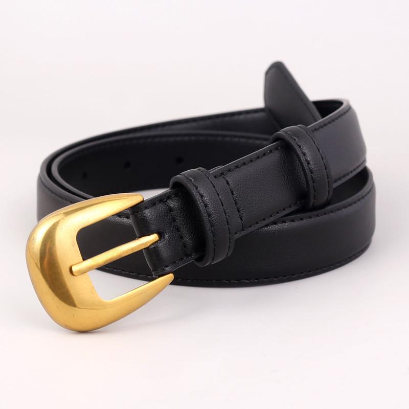 Genuine Leather Womens Belt With Pin Buckle For Stylish Casual Wear чёрный