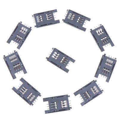 10 Stuks Simkaarthouder 6-pins Kaartsocket Simkaartsleuf Connector Voor Telefoon
