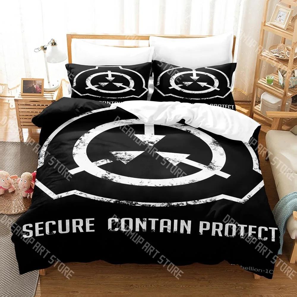 3D Print SCP Secure Contain Bedding Set Single Twin Full Queen King Size Bed Set Aldult Kid Bedroom Duvetcover Sets