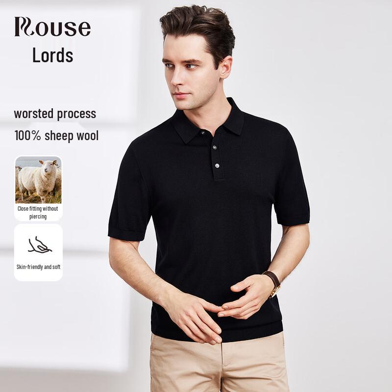 Luotz Men s 100% Merino Wool Short Sleeve Polo T-Shirt M