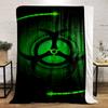 "Green Biohazard Symbol with Futuristic Design" Flannel Blanket for Bedroom, Living Room, Sofa, and Nap Sofas.