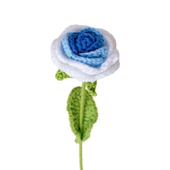 

Yousheng Artificial Rose Wool Crochet Flower Never Wither Long Lasting Flower 3D Texture Design Romantic Bloom for Mother s синий