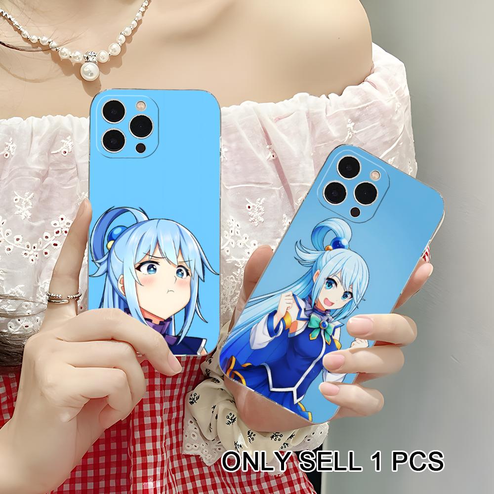 Konosuba Aqua Clear TPU Mobile Case for iPhone 17 16 15 14 13 12 11 X XR XS Air Pro Max Plus Mini Colorful Cover
