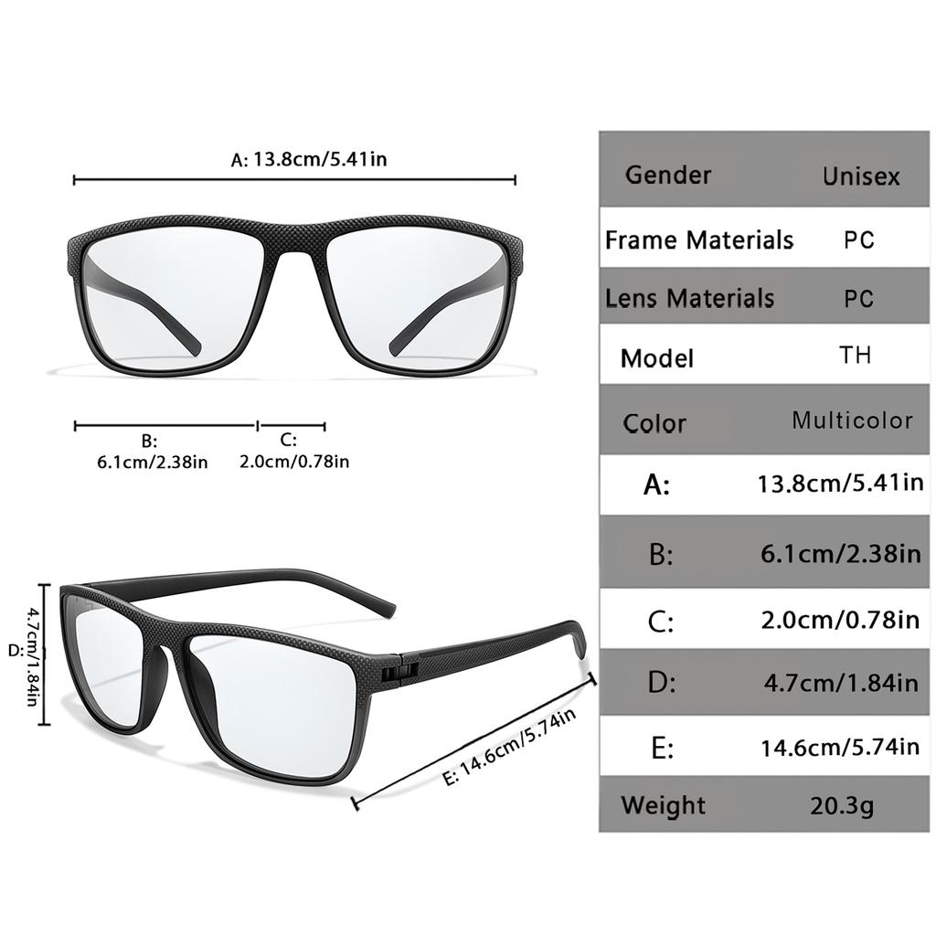 Men Women Fashion Photochromic Anti-Glare Sunglasses Classic Square Driving Outdoor Sports Cycling Running Eyewear
