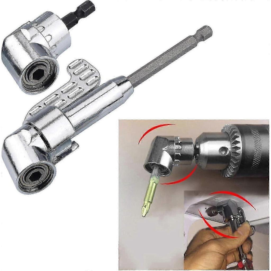 2PCS 105 1/4 Inch Right Angle Drill Adapter with Hex Shank Screwdriver Extension Drill, Bit Holder, Right Angle Screwdriver Attached Magnetic Bit Hold