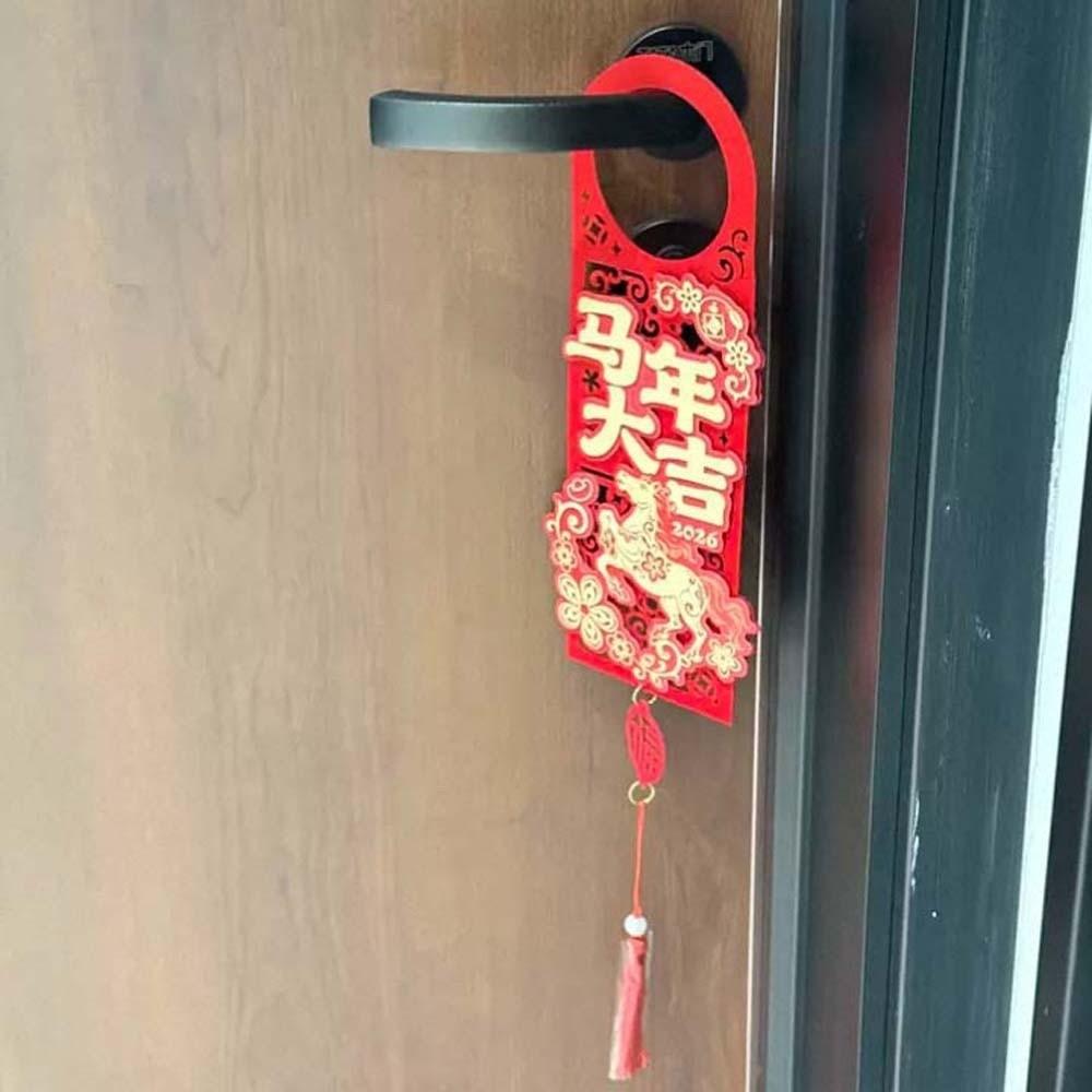 Cartoon Horse Year Doorknob Pendant with Tassel Spring Festival Lucky Pendant  Home Decoration