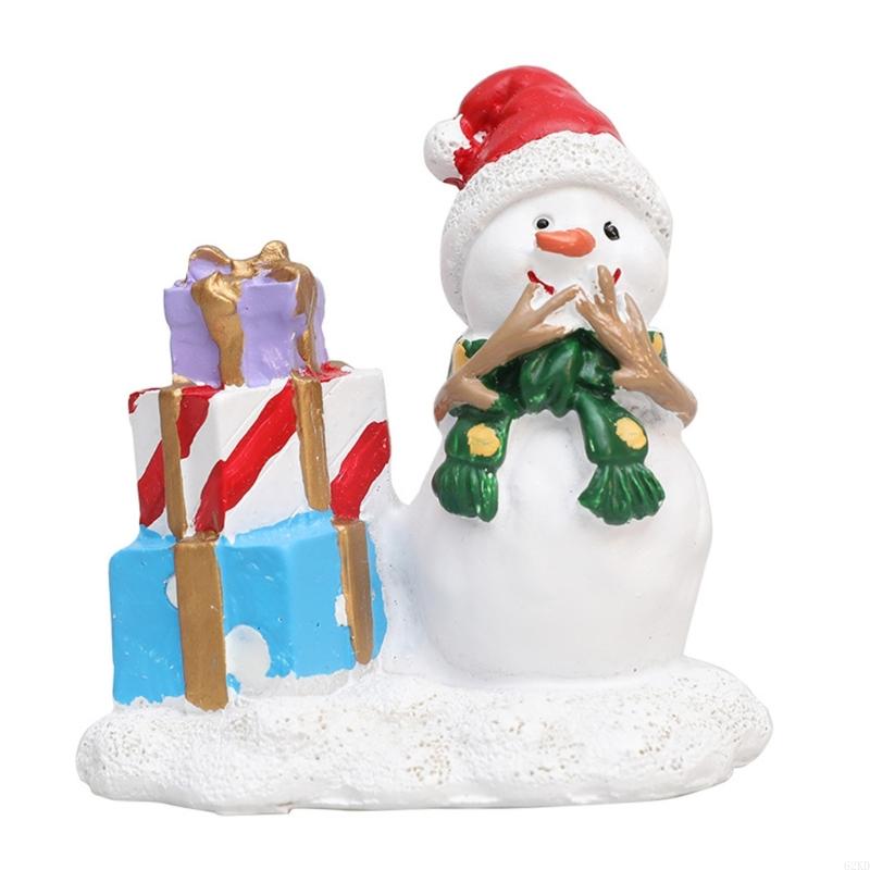 62KD Festival Resin Snowman Decors Gift Box Figurine for Christmas Decoration