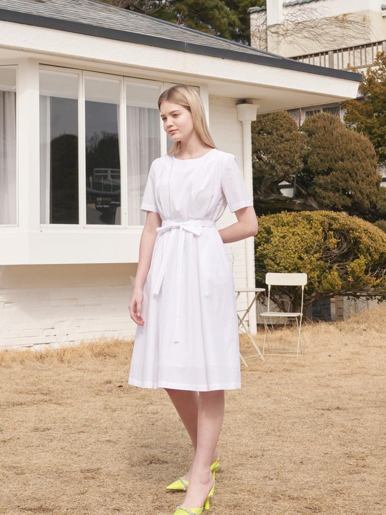 Koes Cotton Pleated Dress_White