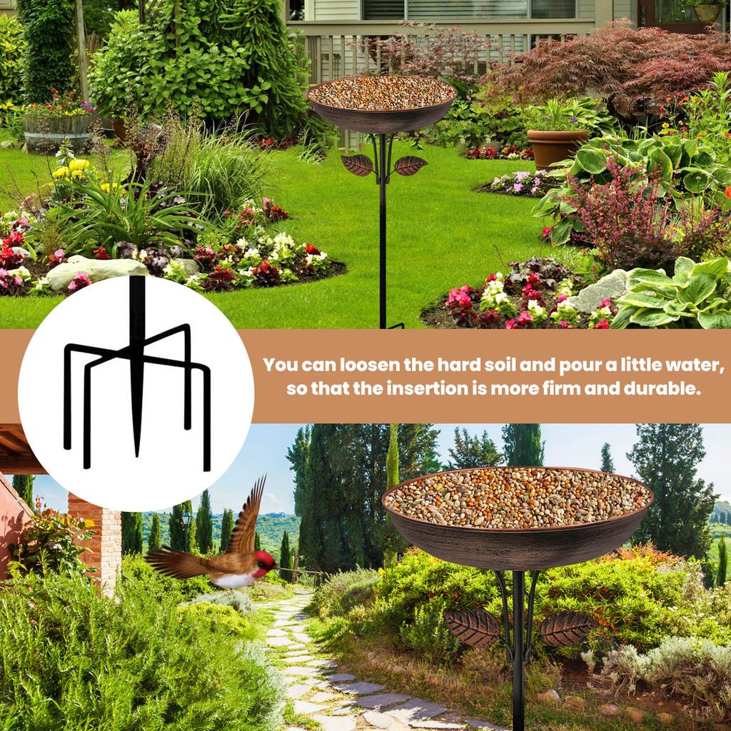 Tiefe Metall-Vogeltränke für den Außenbereich, Abnehmbare Schale mit Stabilem Verbesserungs-Pfahl, Leicht zu Reinigende Vogelbäder für den Garten