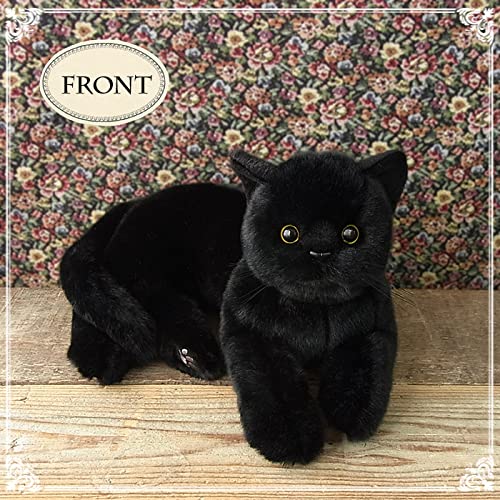 Ninian & Kino Lying-Down Kitty Black Cat (Adult Cat) - Approx. 63cm In Length - Realistic Plush Toy Cat - Looks Just Like the Real Thing