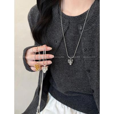 Koreanische Silberkiefer Zapfen Titan Halskette - Damen Luxus Pulloverkette, Nicht verblassend, Elegantes Accessoire