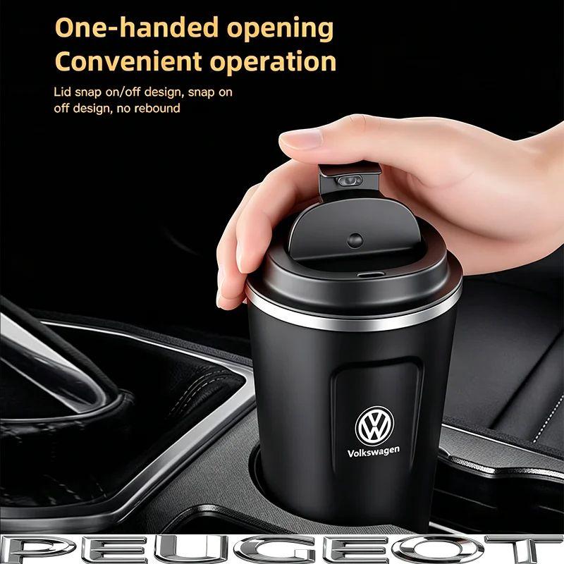 380ML Car Coffee Mug Stainless Steel Travel Thermo Cup For VW GTI Golf Polo Tiguan Passat B6 MK6 Touareg Jetta CC T-ROC Hub Cap