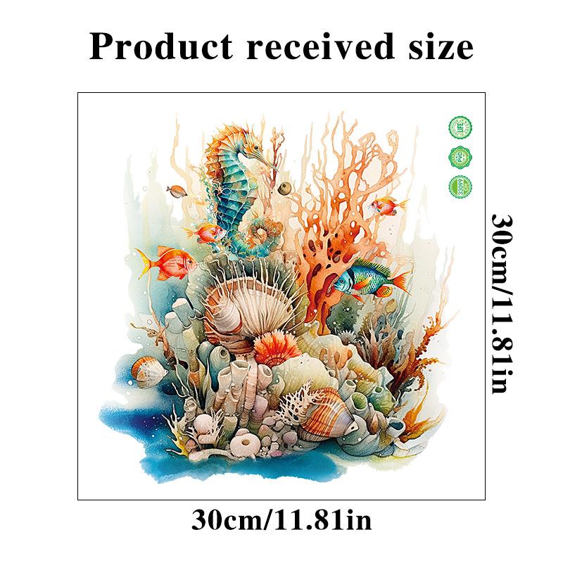 1pc Sea Starfish Shell Toilet Sticker, Bathroom Marine Style Decorative Decal, Bathroom Door Sticker