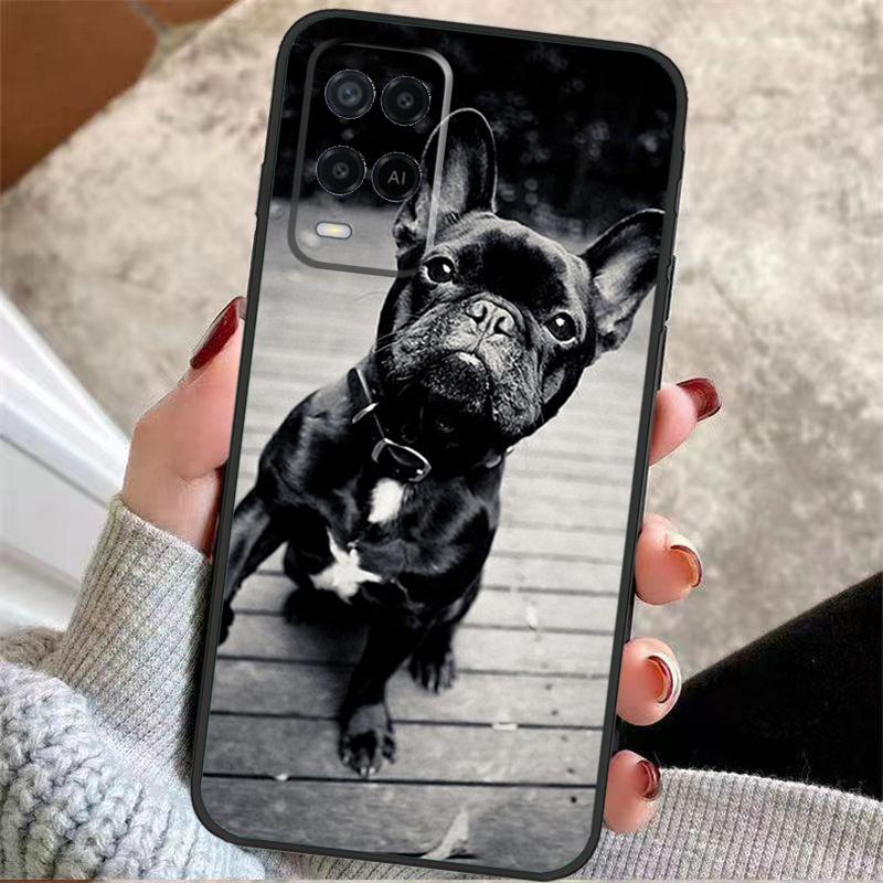 Funny french bulldog Case For OPPO A17 A57 A96 A76 A16 A18 A58 A78 A98 A74 A94 A5 A9 A52 A72 A15 A93 A53 A54 S