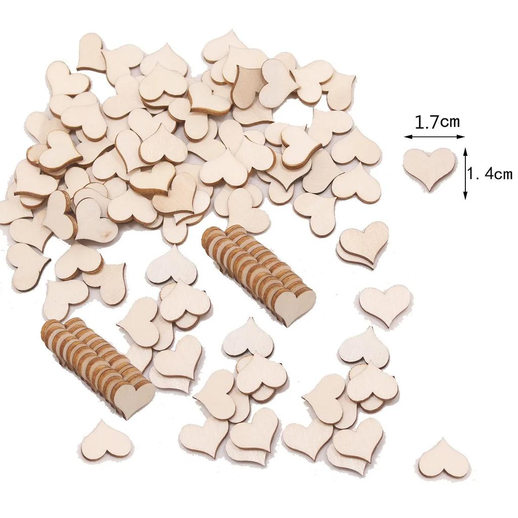 100pcs/lot DIY Blank Mini Heart Wood Slices Discs Wood Heart Love Blank Unfinished Natural Crafts Supplies Wedding Ornaments